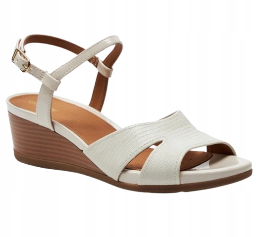 Geox Dámské Sandály Na Koturnu, Bílé S Přezkou, Velikost 37