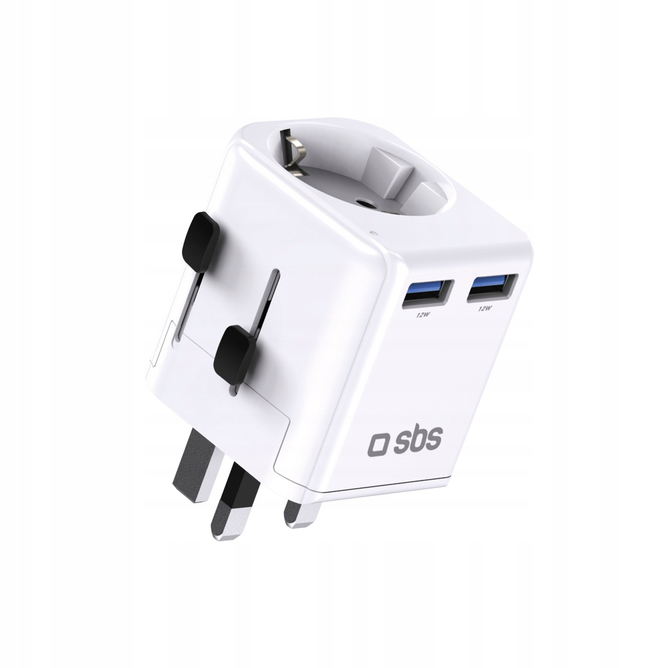 Cestovní síťový adaptér Uk Us Aus Asia Eu Usb-a bílý