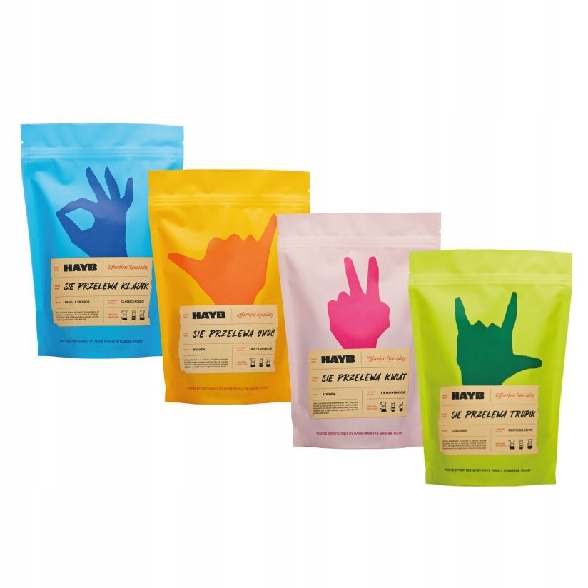 Levně Hayb Sada přelévá 4x250g Káva zrnková Starter Pack