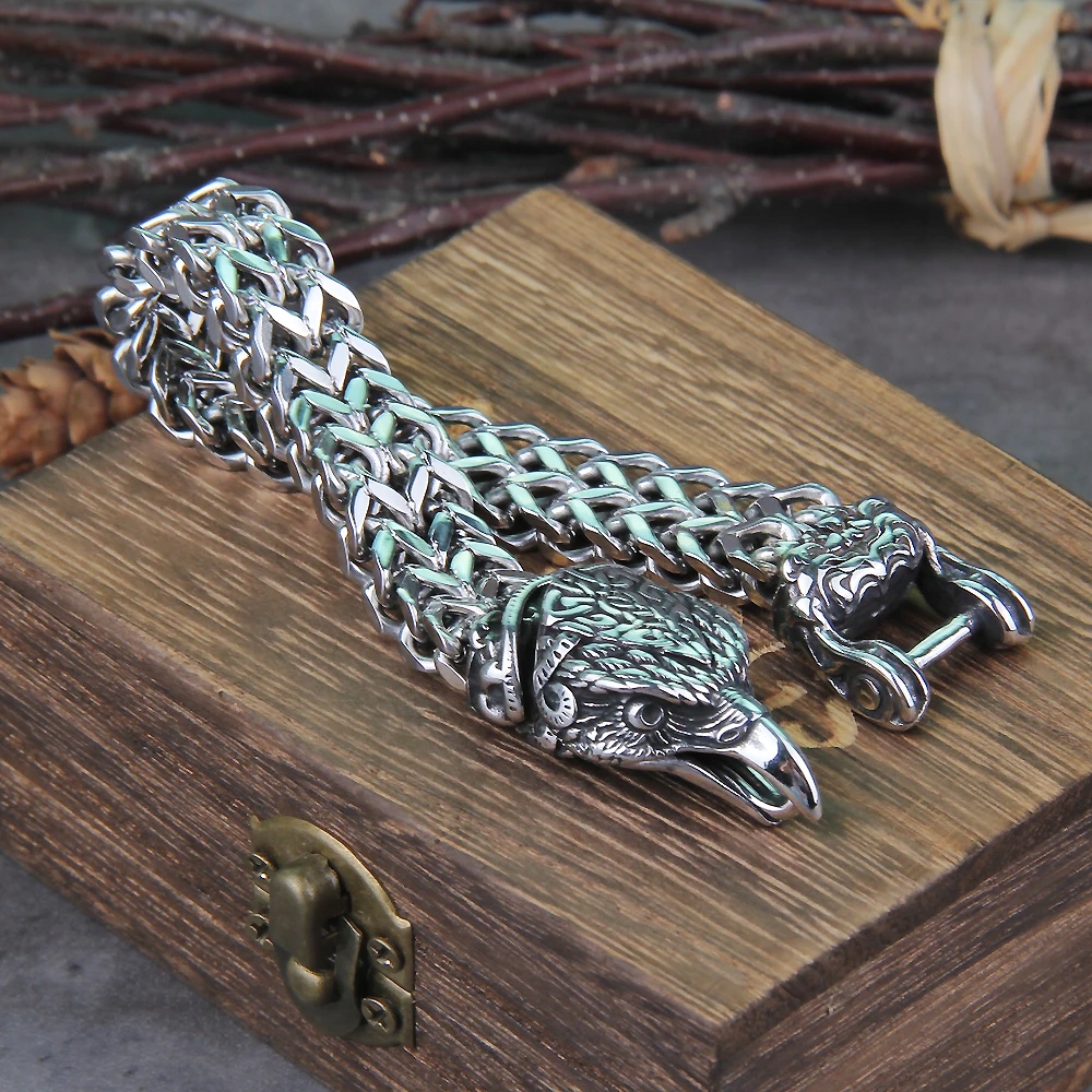 MĘSKA STALOWA BRANSOLETA WIKING VIKING ORZEŁ GRUBA ELEGANCKA Materiał stal