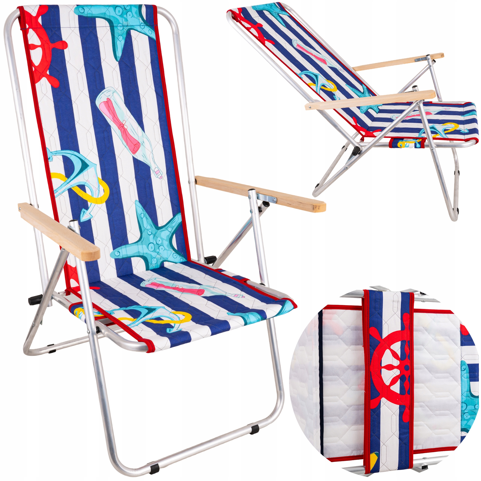 Leżak Ogrodowy Składany Fotel Rozkładany Krzesło Ogrodowe Plażowe Polski