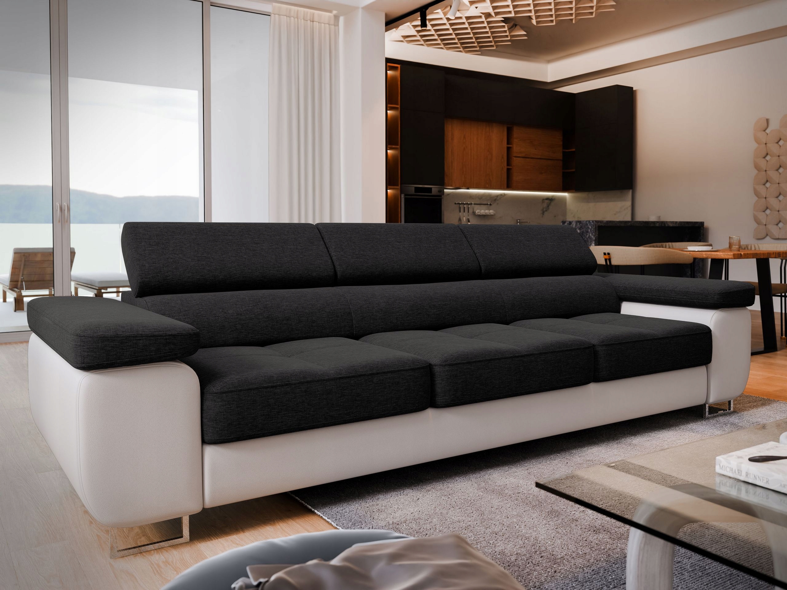 Pohovka Mosine velká Rozkládací Funkce Spaní pohodlná Ekokůže automat