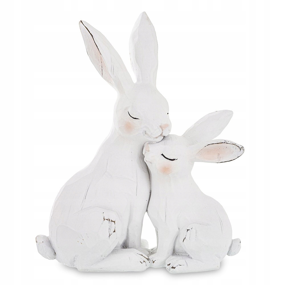 Figurka Mama Králík Zajíc S Dítětem 25 cm Bílá Velikonoční Retro Vintage