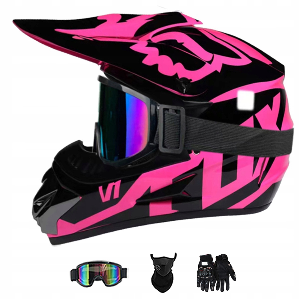 Motocyklová Přilba Lehká Enduro Quada Brýle Rukavice Maska S
