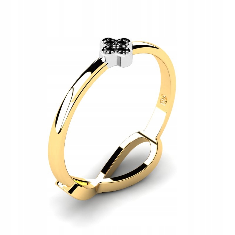 

Pierścionek Złoty Infinity Z Czarnymi Brylantami