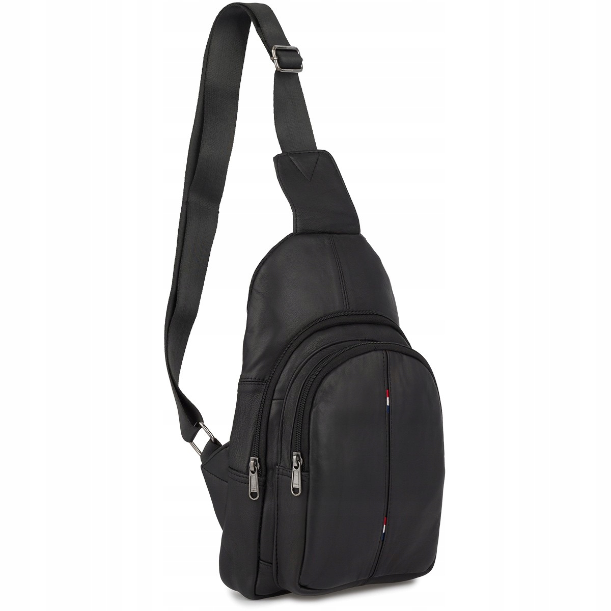 Czarna saszetka skórzana nerka przez ramię crossbody męska modna
