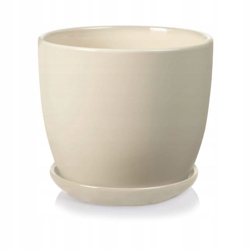 

Kremowa doniczka ceramiczna z podstawką śr. 15 cm