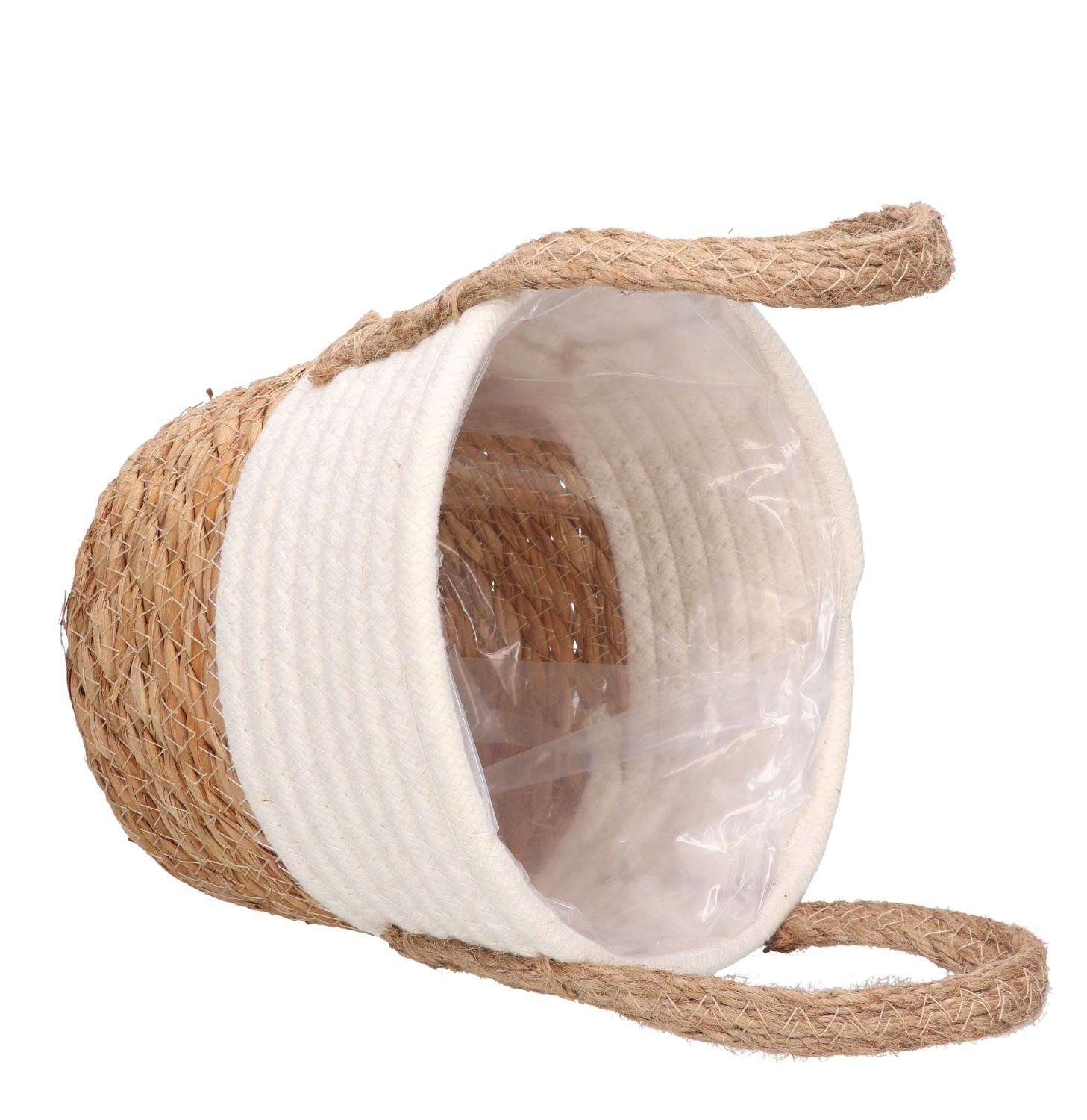 KOSZ PLECIONY Z TRAWY MORSKIEJ KOSZYK OSŁONKA POJEMNIK BOHO NATURALNY Maks. szerokość 20 cm