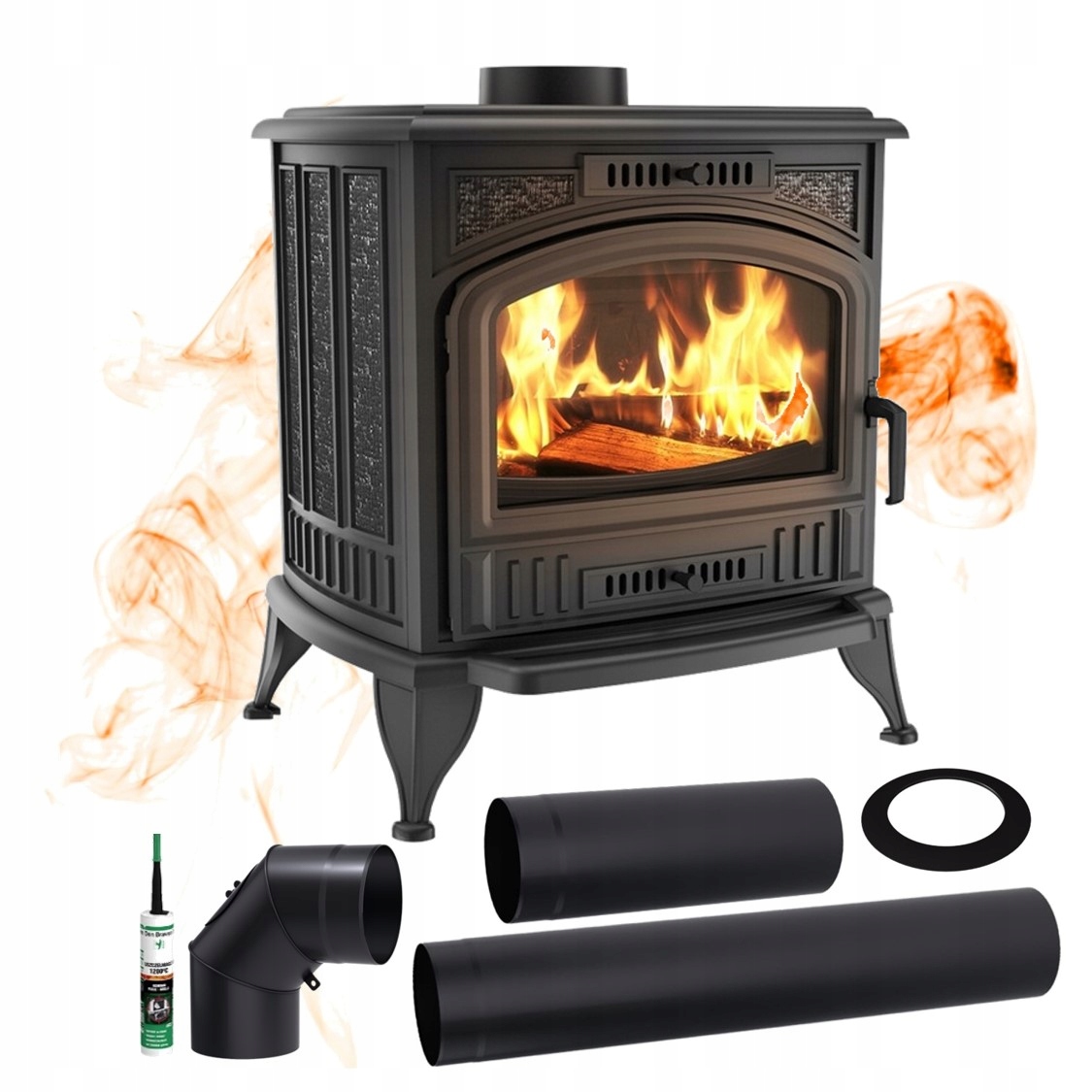 Volně Stojící Litinová Kamna K6 130 mm Montážní Kamna Pro Zdělový Komín