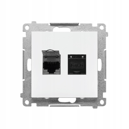 Simon 55 Gniazdo Komputerowe Podwójne RJ45 kat. 6 (moduł) Biały Mat