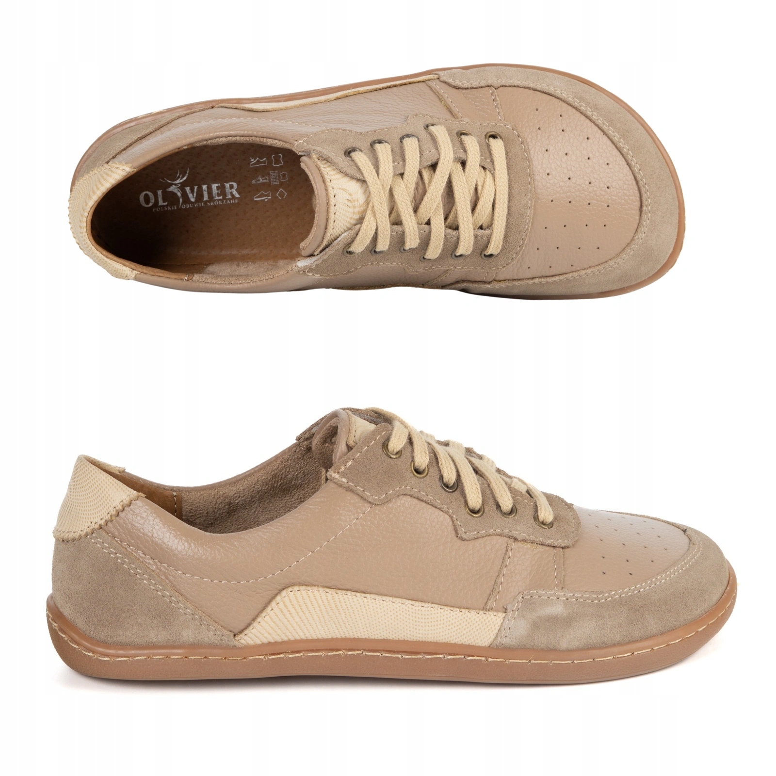 Dámské kožené barefootové boty Alma městské casual zero drop béžové 40