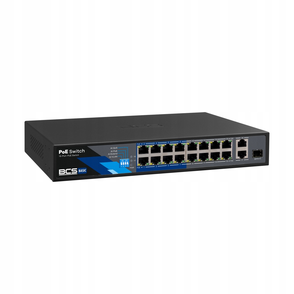 Switch PoE 16x PoE, 2x Lan, 1x Sfp BCS-B-SP1602G-1SFP 18-portový| Bcs Basic