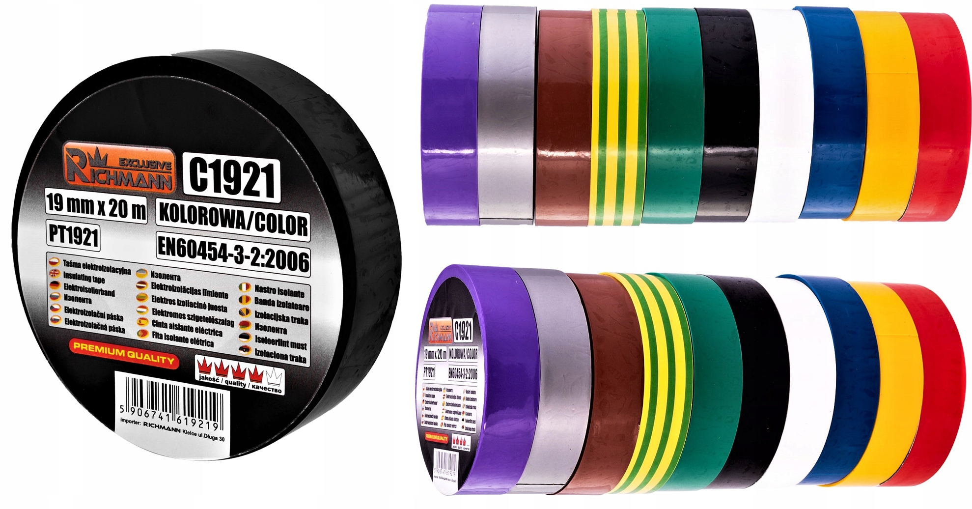 

Taśma Izolacyjna Pcv 19mm x 20m Kolorowa 10 Sztuk