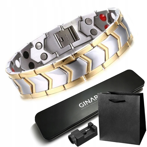 

Pozłacana Bransoleta Stal Mocne Magnesy +akcesoria