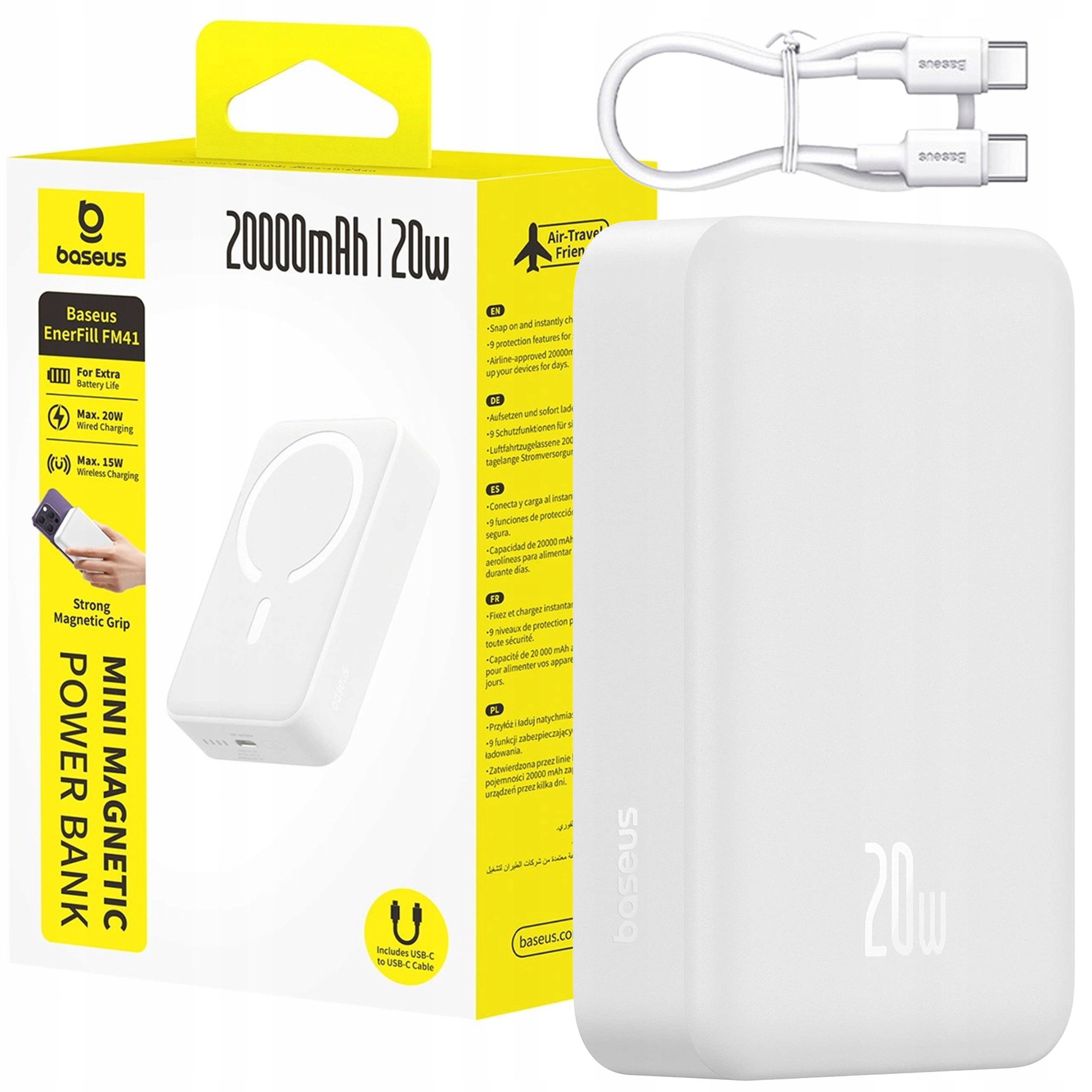 Baseus Rychlá Magnetická Powerbanka 20000 Mah Magsafe Rychlé Nabíjení Pd