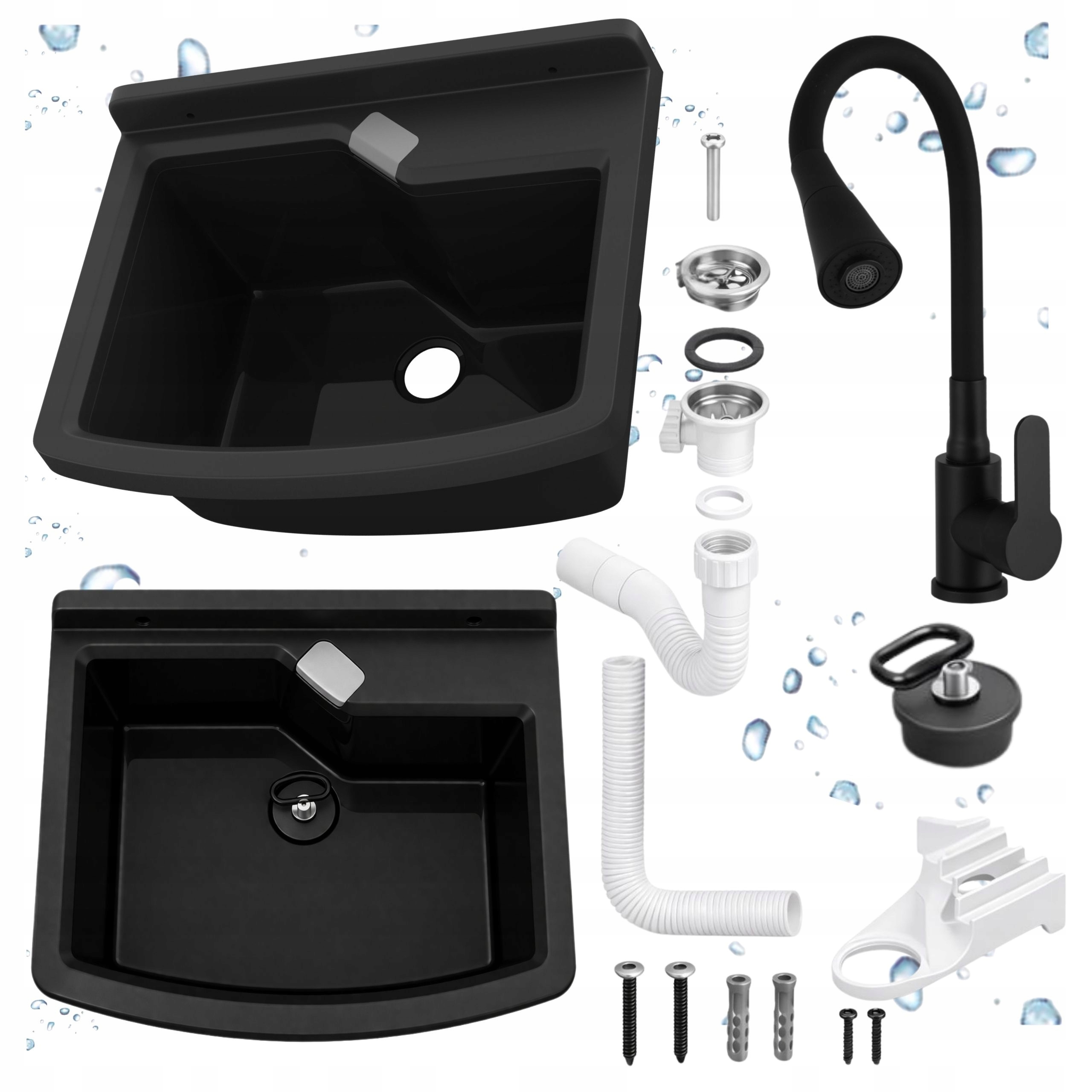 Ekonomický Dřez Dřez Do Garáže Prádelny Baterie Ohebná Černá Sada