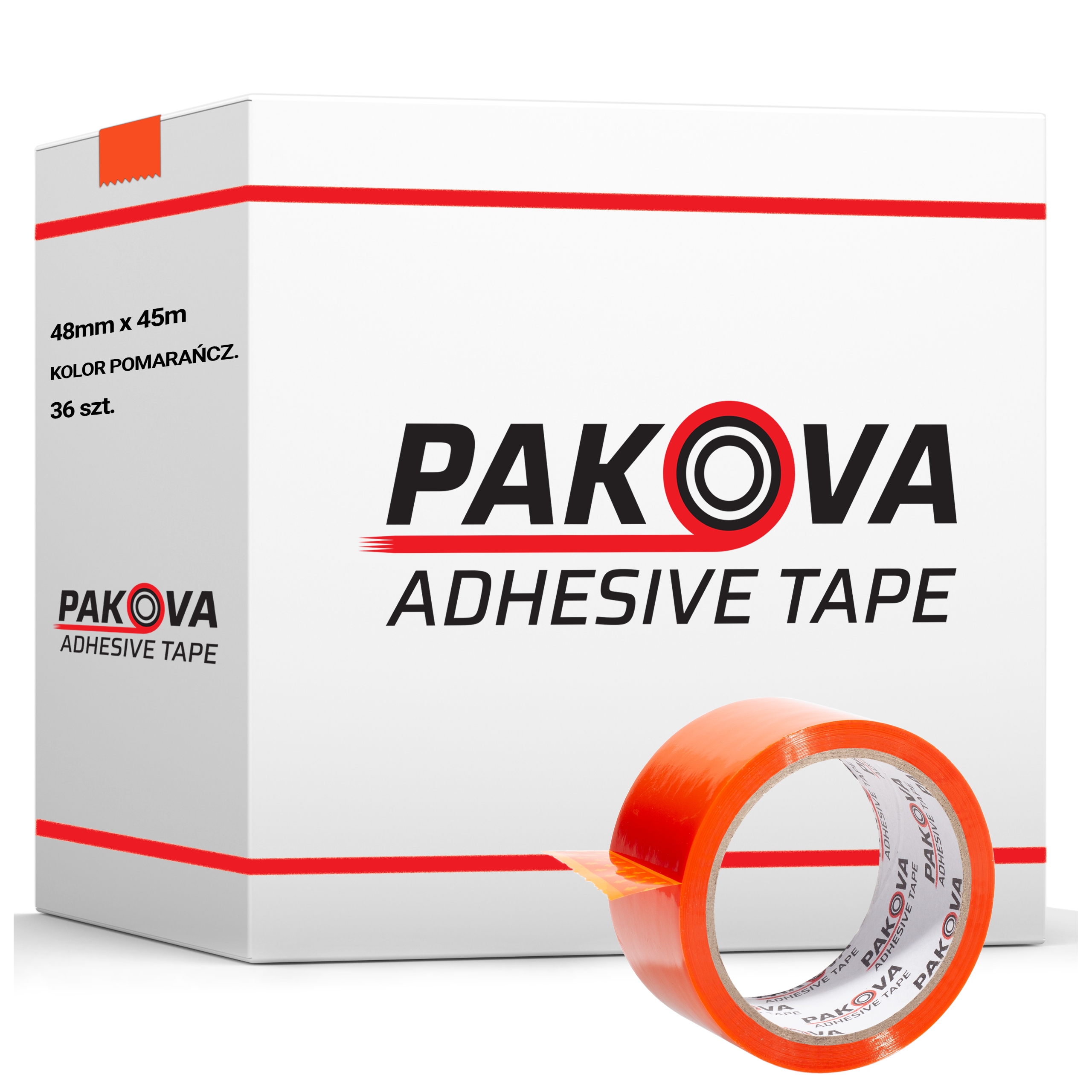 Taśma Pakowa Kolorowa Pomarańczowa 48/50y Taśma Pakova 36 szt.