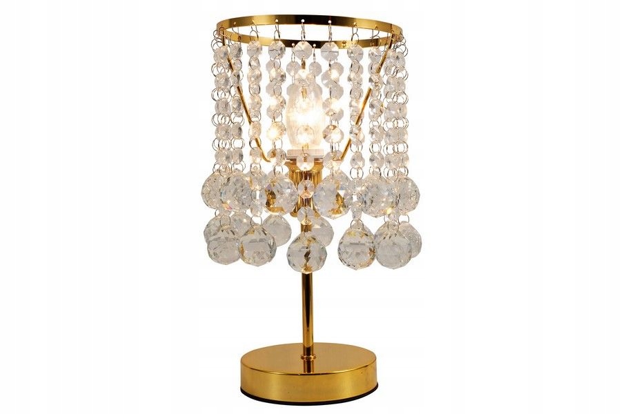 Zlatá glamour stolní lampa s krystaly do ložnice obývacího pokoje 33 cm Reality
