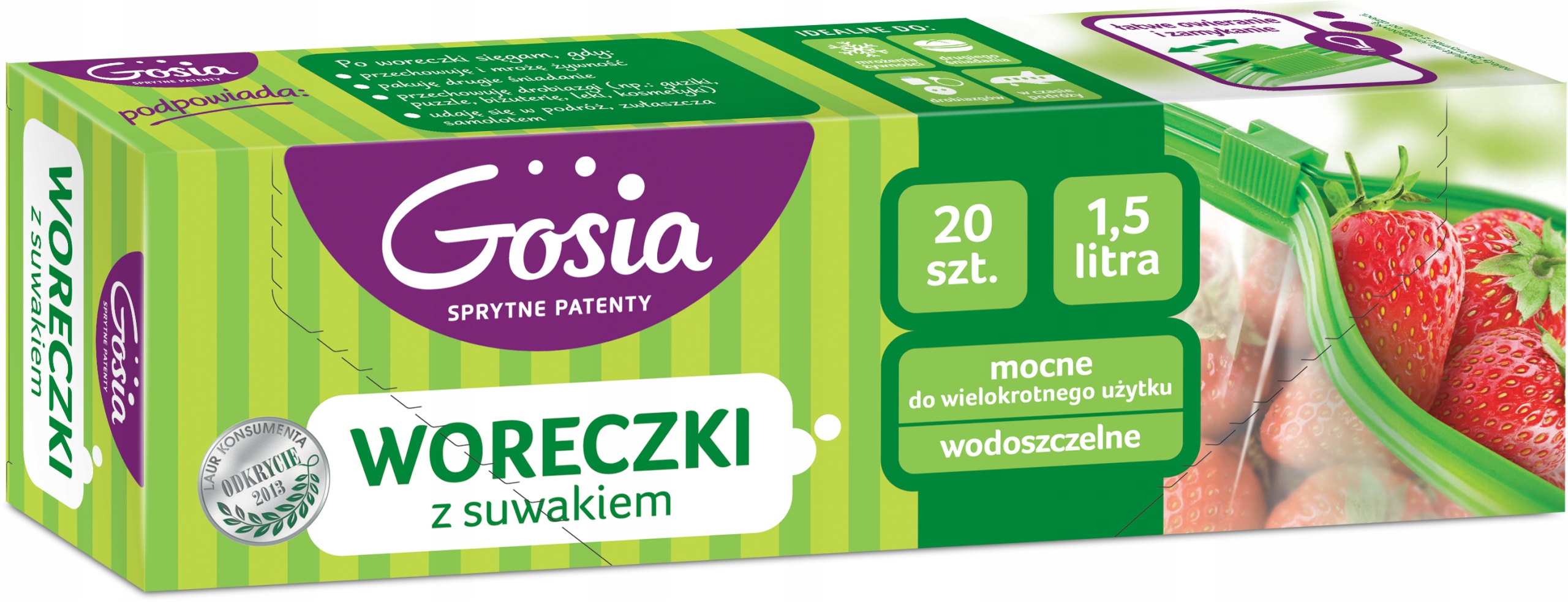 

Woreczki z Suwakiem Zamykaniem Gosia 1,5L 20szt