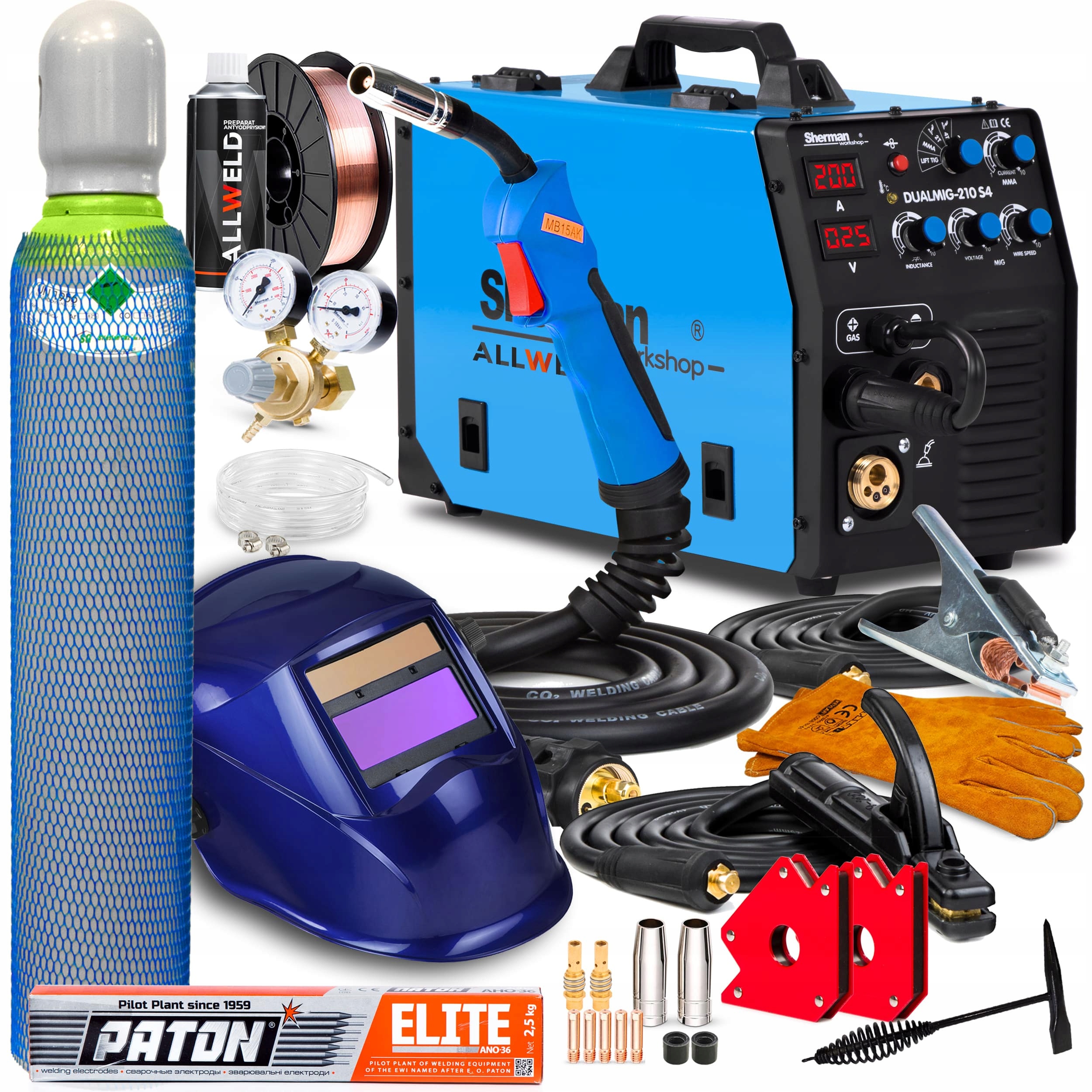 Invertorová Svářečka Sherman Mig 210 S4 Mag Mma Tig 230V 200A Igbt Flux 3V1