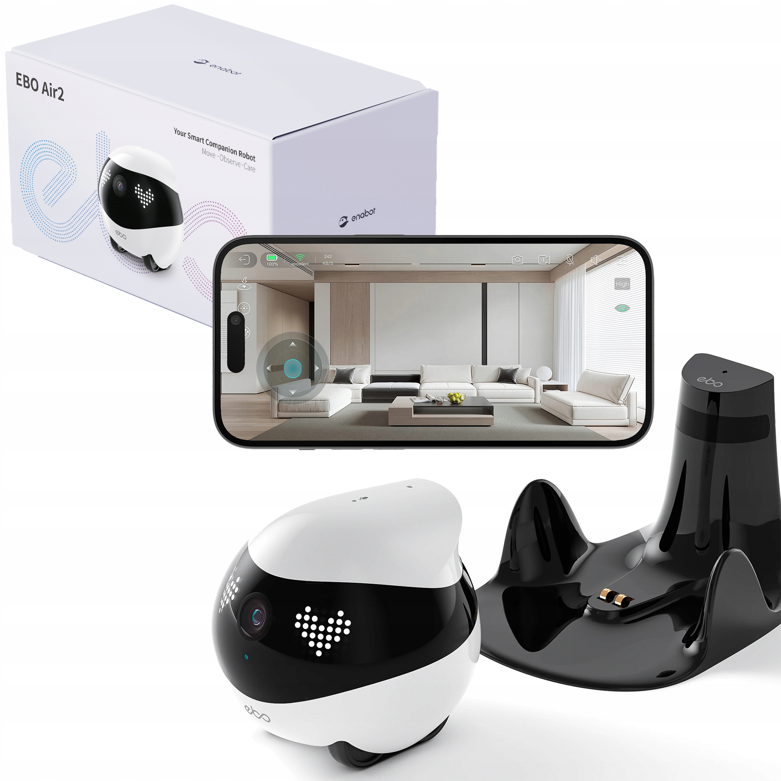 Enabot Ebo Air 2 FamilyBot Robot Monitorujący z Kamerą do Domu
