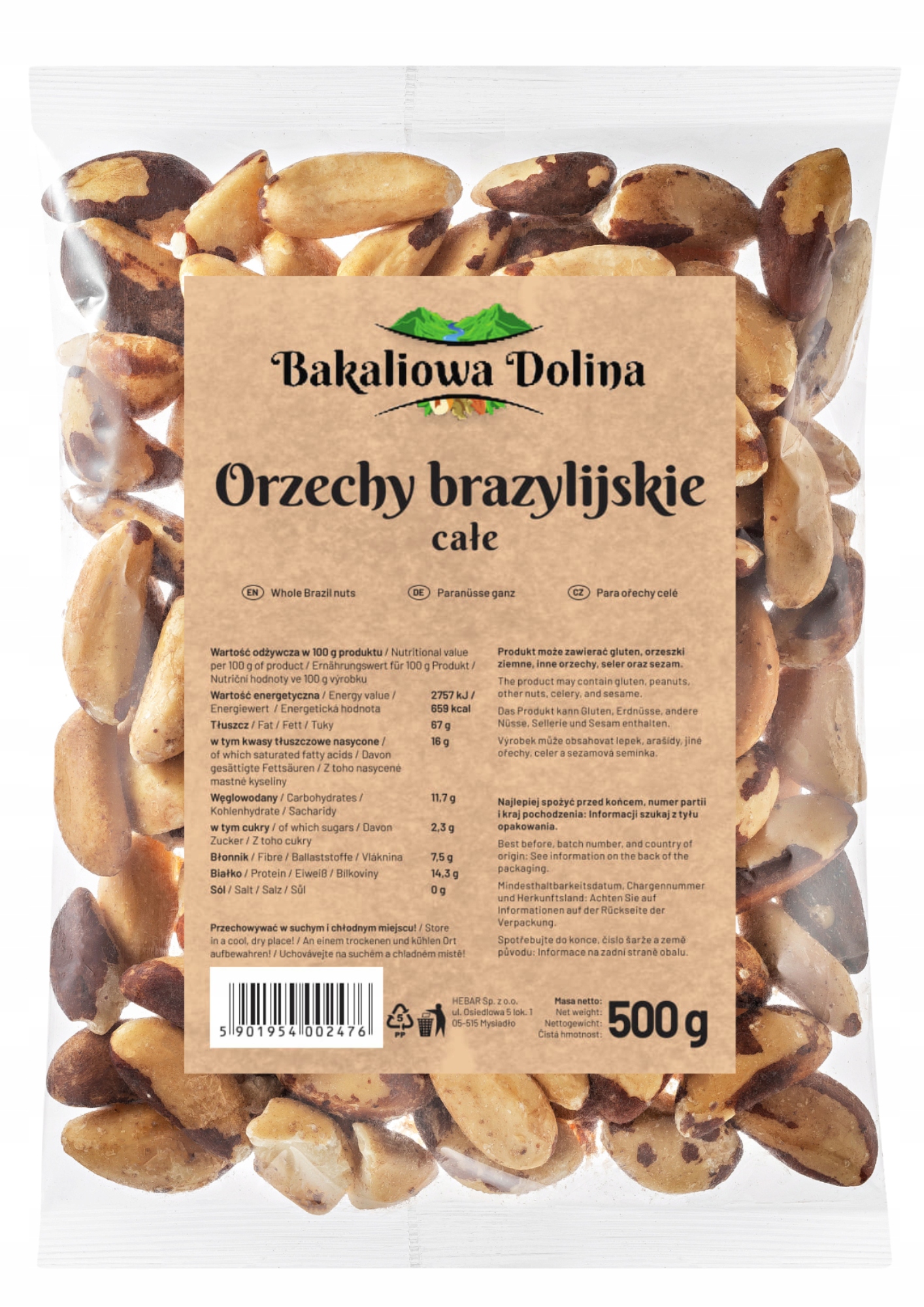 Levně Brazilské Ořechy Celé 500 G Velké Přírodní Selen Vege Čerstvé