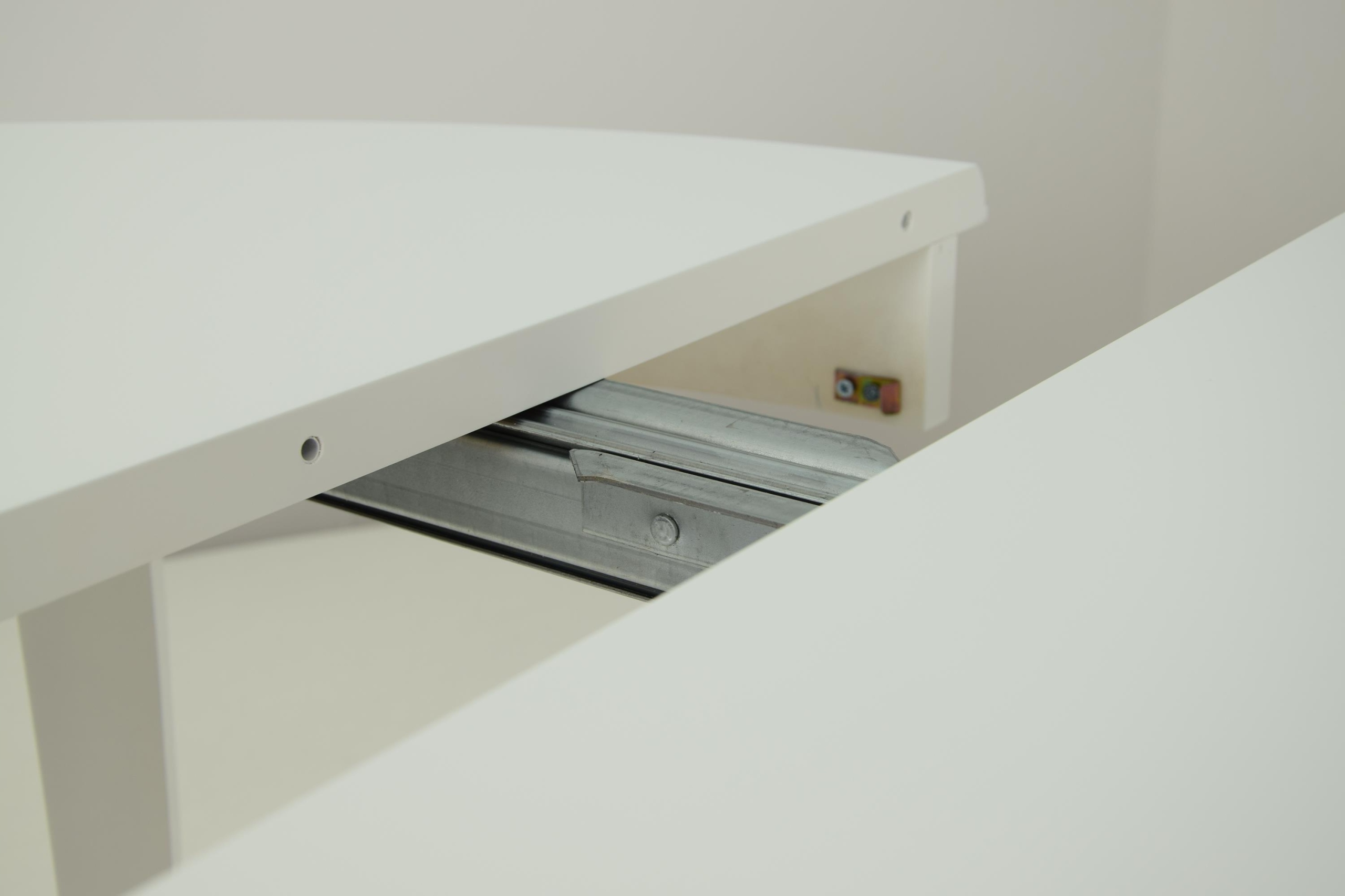 Stół Okrągły Biały Rozkładany Drewno Buk ⌀110cm Wysokość mebla 76 cm