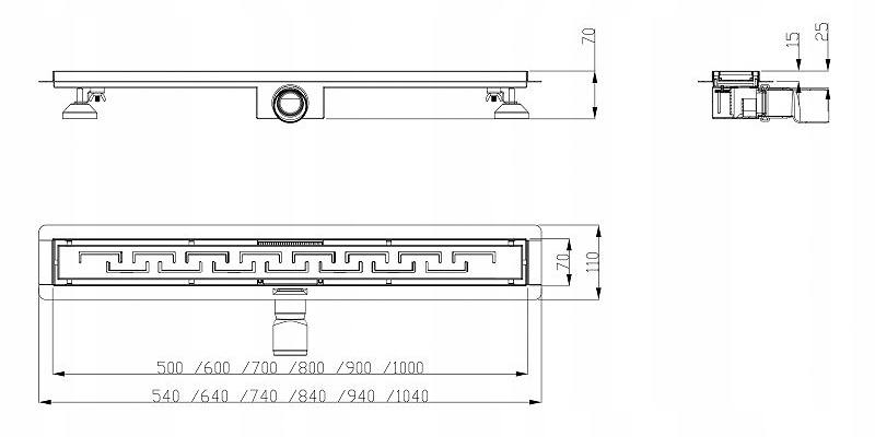 Odpływ liniowy Hydroland GREK 50 cm Długość 50 cm