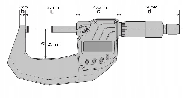 MIKROMETR ZEWNĘTRZNY ELEKTRONICZNY IP65 MMZb 0-25 Marka Gimex