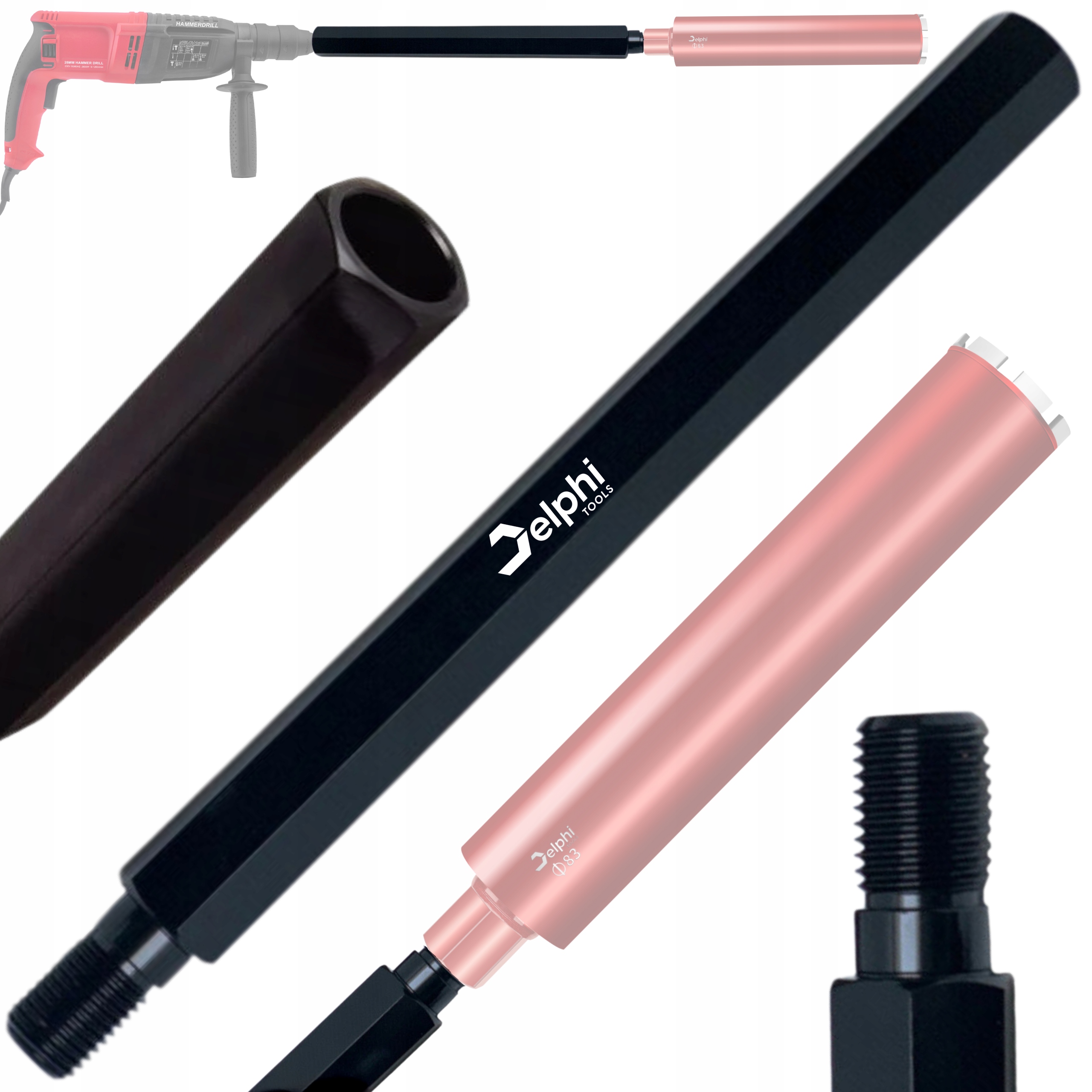 Przedłużka Adapter 50 CM 1.1/4" Unc Wiertło Koronowe Diamentowe Wiertnica