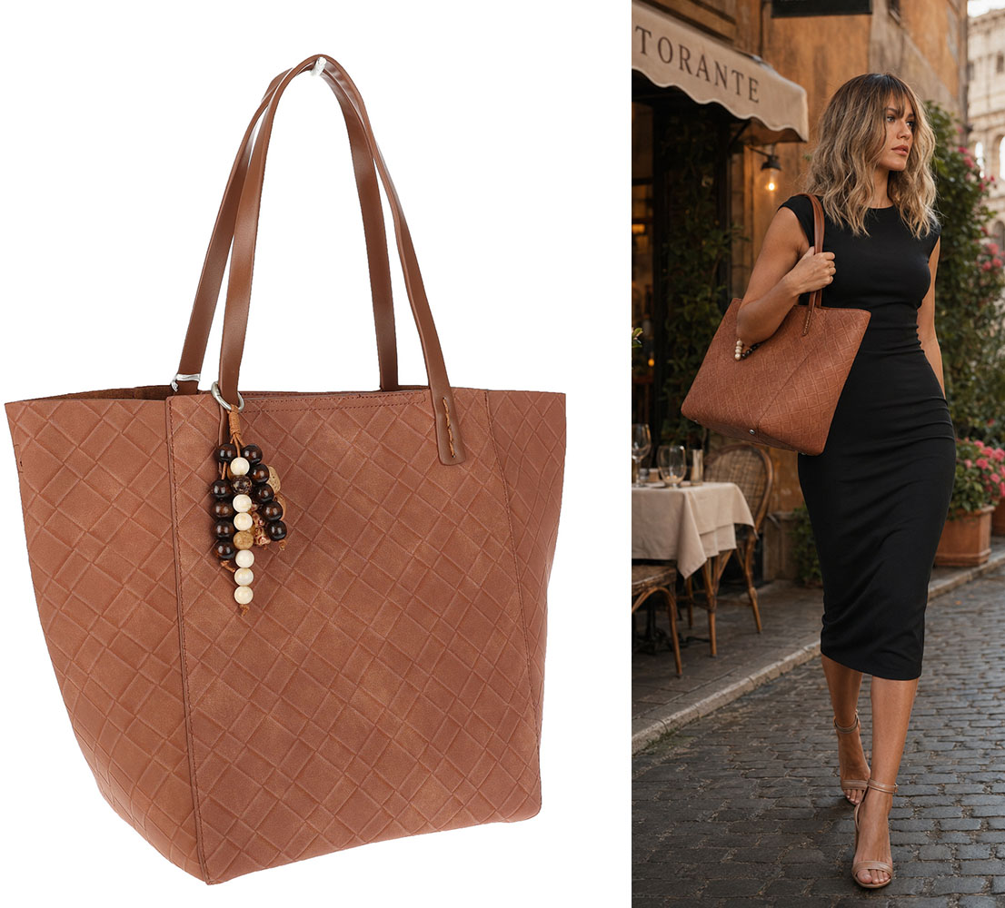 Dámská kabelka Tommasini A4 přes rameno velká shopper NO3793 Hnědá