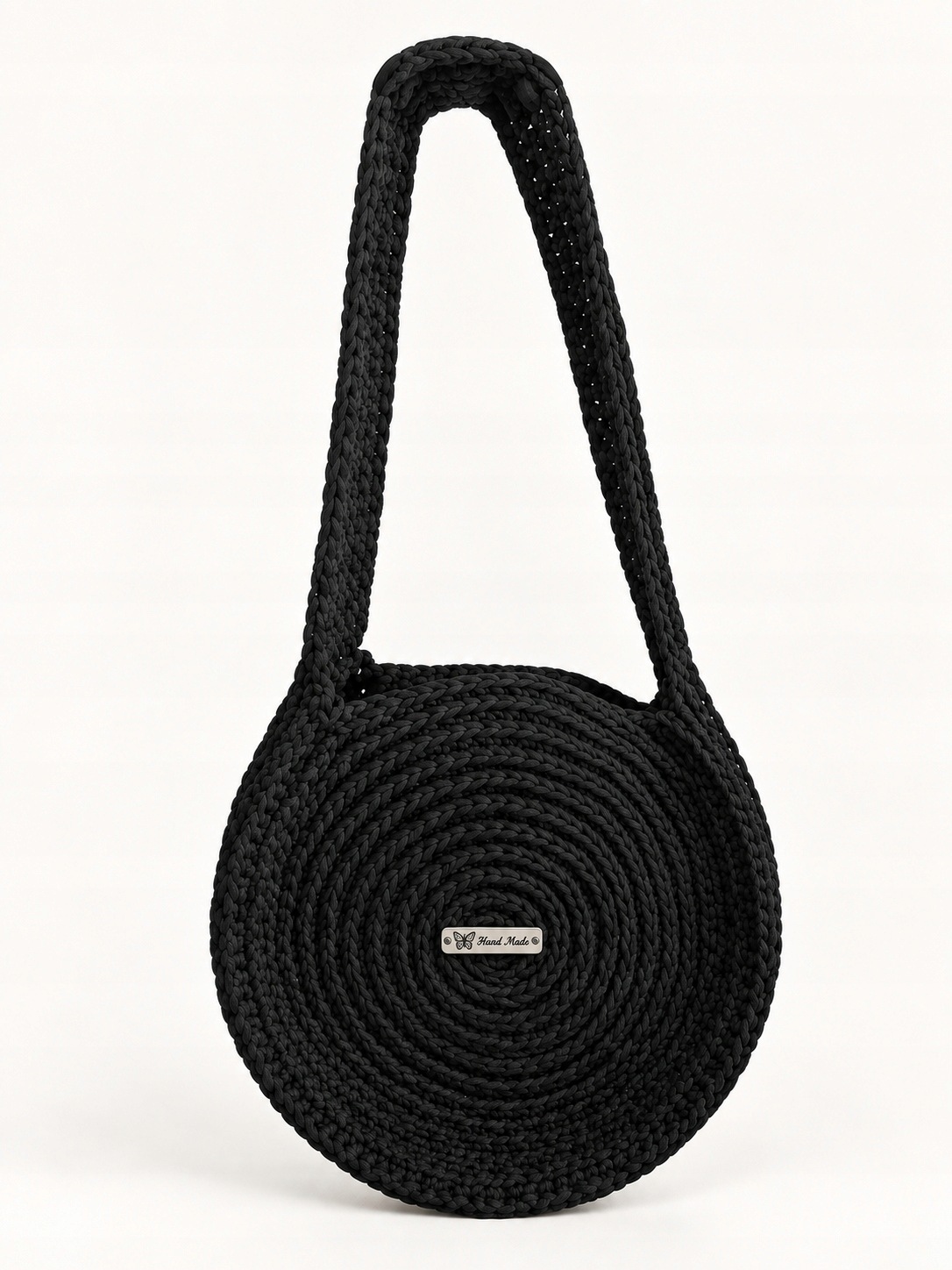 Černá Kabelka Handmade Crochet Elegantní Dámská Kulatá Háčkovaná