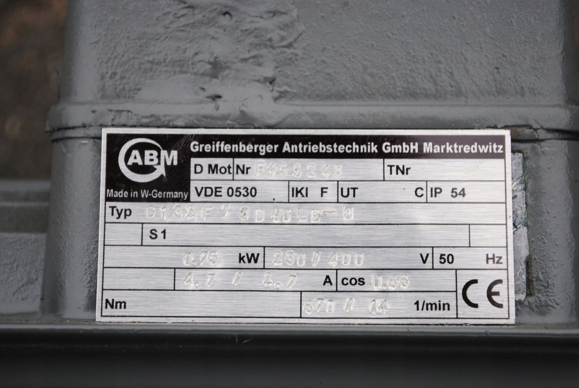 Motoreduktor kołnierzowy 0.75kw. 14obr./min. ABM Kod producenta 12038719.0019