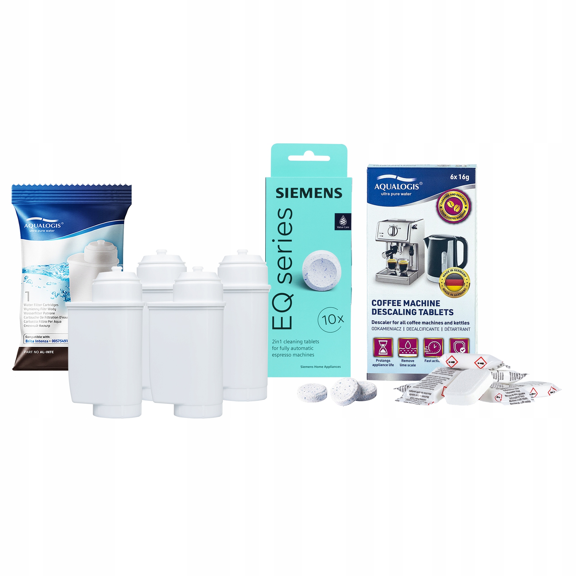 4x AL-Inte filtr pro kávovar Siemens čisticí tablety odvápňovací tablety