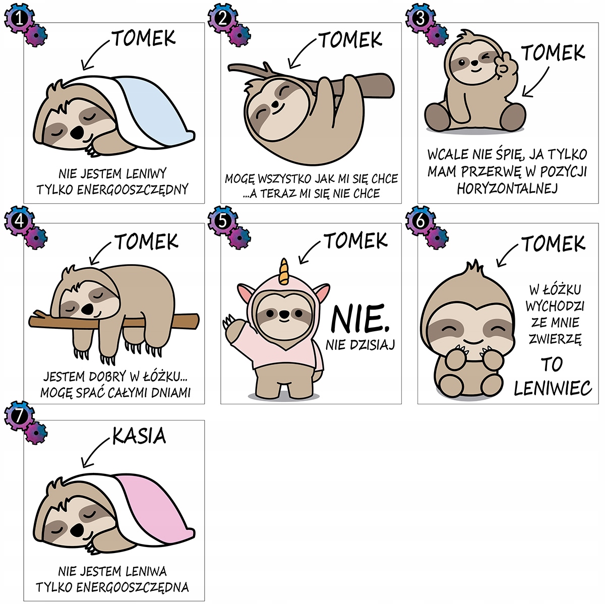 POSZEWKA na poduszkę LENIWIEC imię Z NADRUKIEM Kod producenta 01