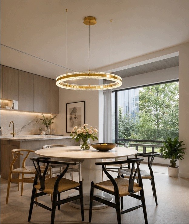 Lampa Ring Arkadia Led 80 cm kryštály hore dole glamour do obývacej izby