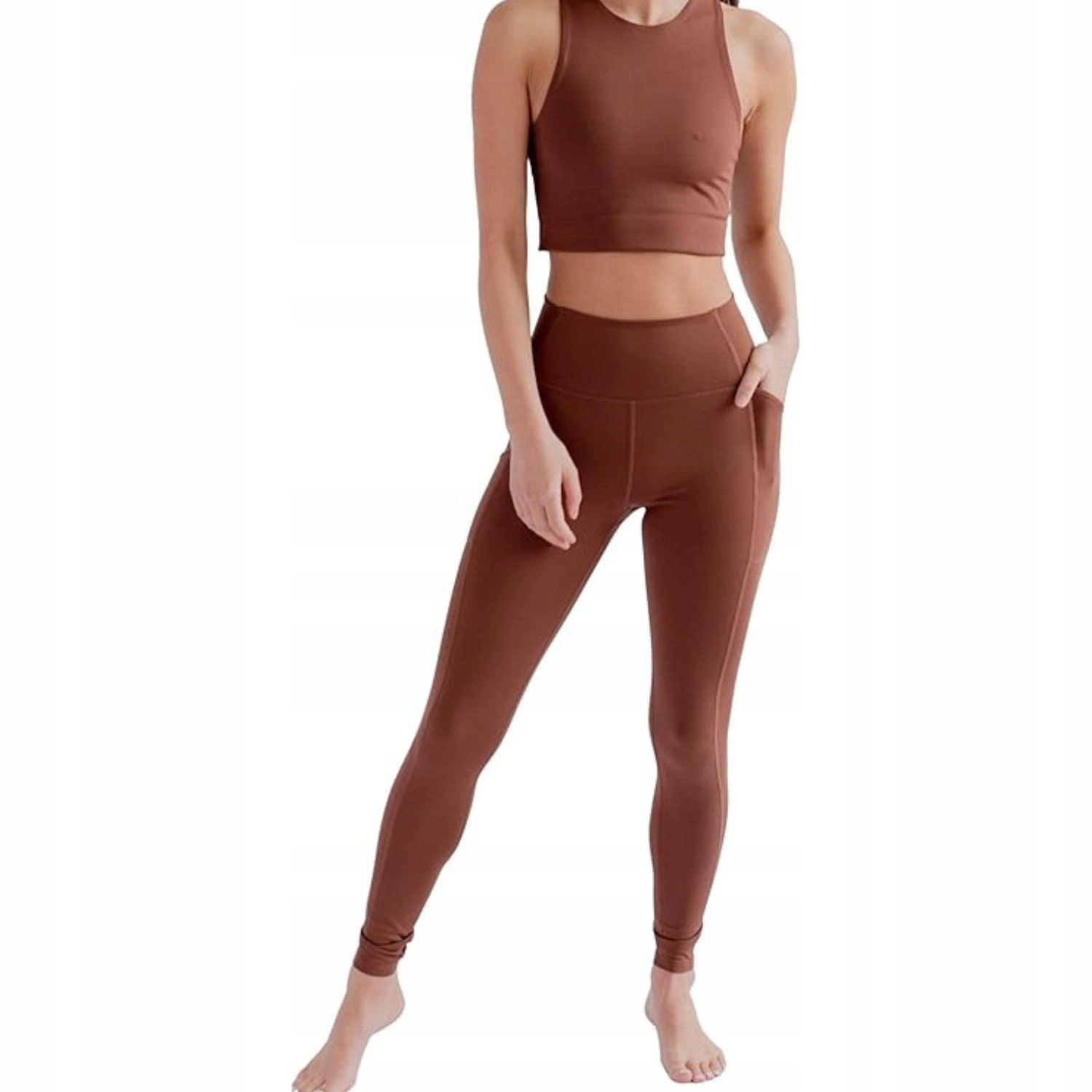 Dámské legíny Girlfriend Collective, hnědé, tréninkové, sportovní, vel. S