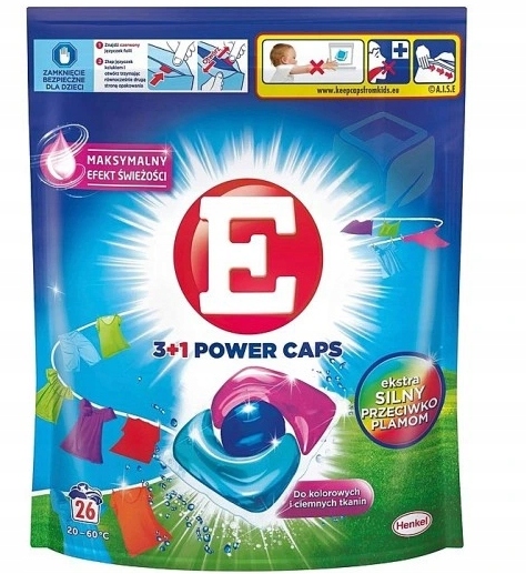 

E, 3+1 Power Caps Kapsułki do prania kolorów 26szt