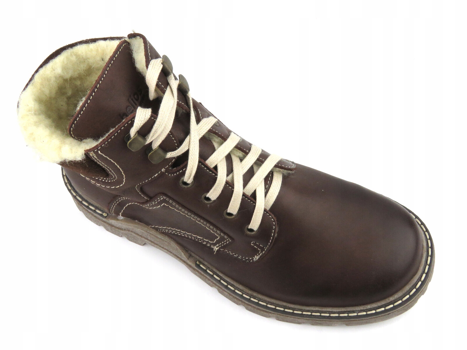 Buty męskie zimowe Helios ciepłe trapery ciemny brąz r.44 Odcień czekoladowy