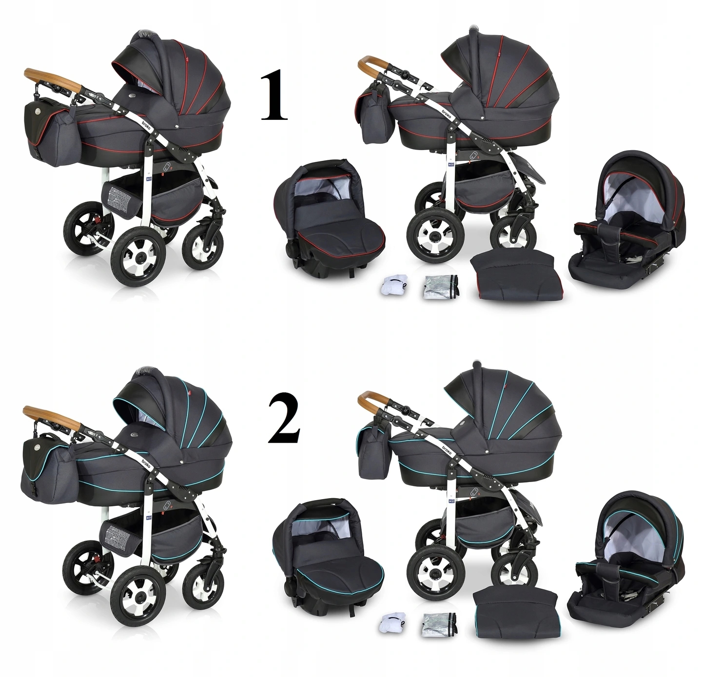 WÓZEK DZIECIĘCY VERDI BROKO 3W1+TORBA + AKCESORIA Model Verdi Broko