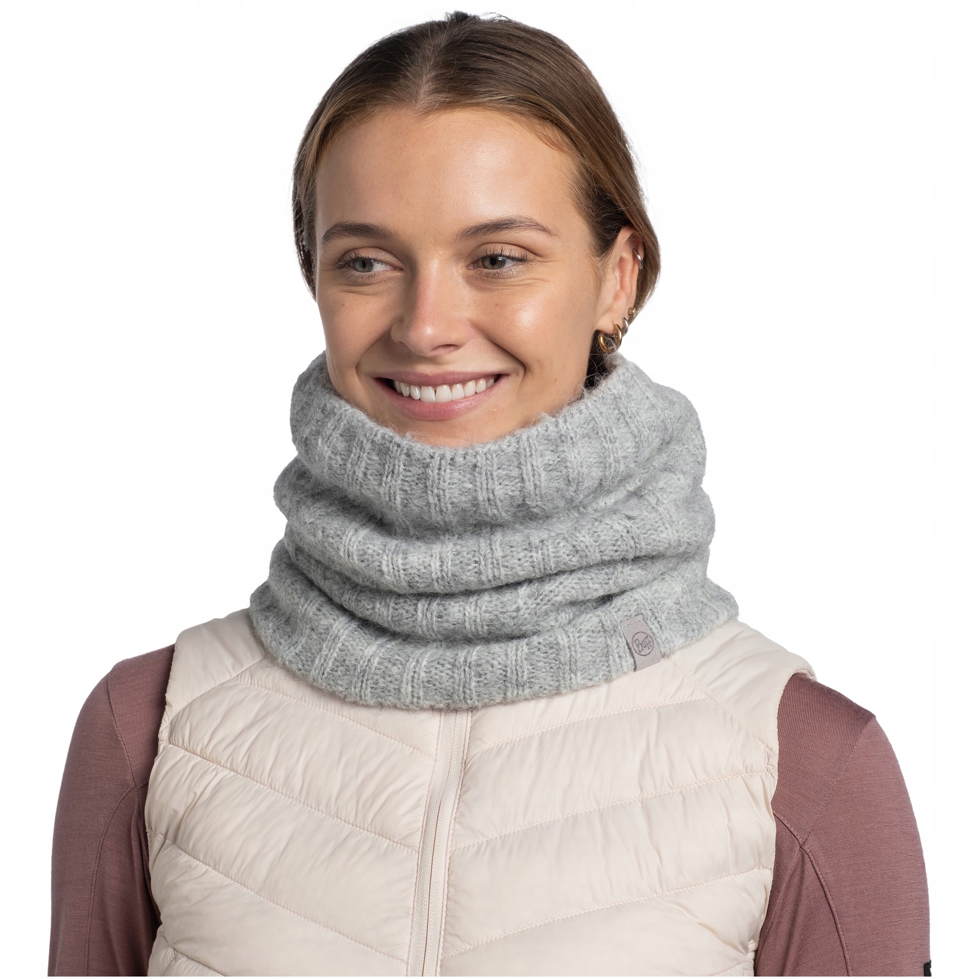 Bandana Buff Knitted Neckwarmer Nerla Grey one size
