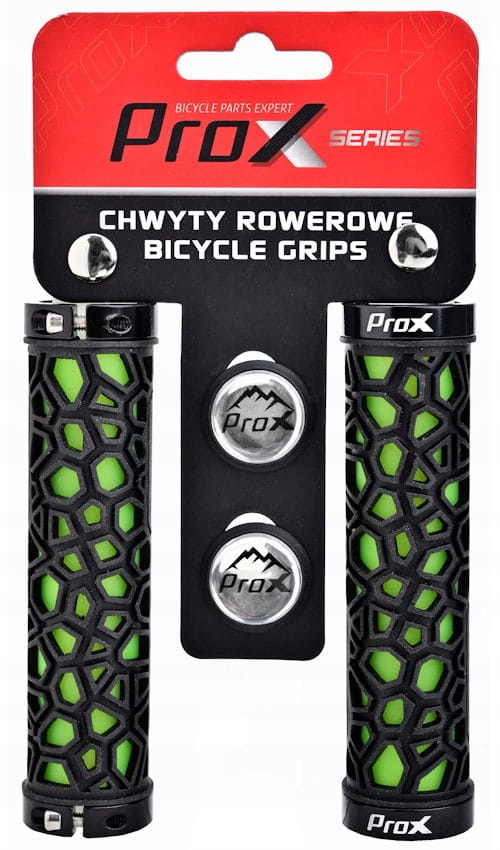 CHWYTY ROWEROWE PROX GP-53 ZIELONO CZARNE 130 MM SKRĘCANE GRIPY RĄCZKI Kod producenta 2-C-C-0221
