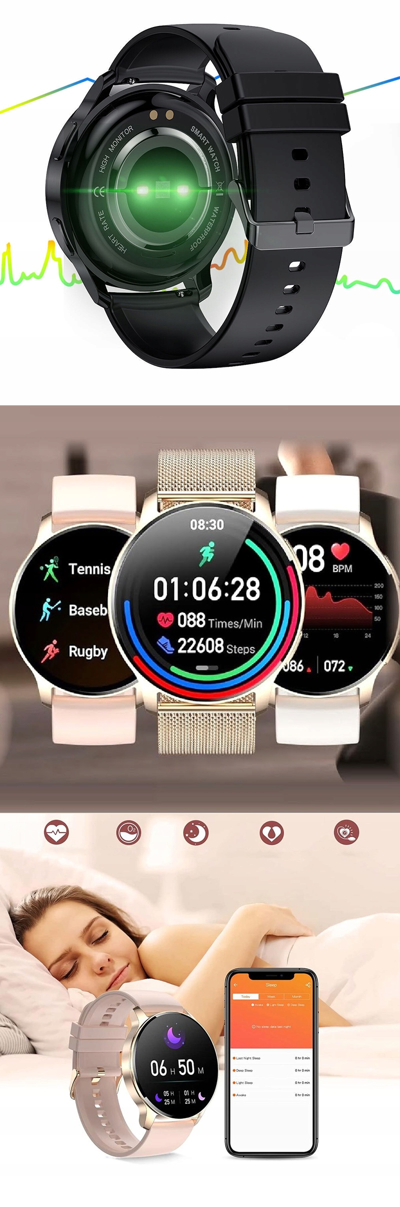 SMARTWATCH ZEGAREK SMARTBAND MENU POLSKIE DAMSKI MĘSKI SMART WATCH PL SPORT Marka INDYGO