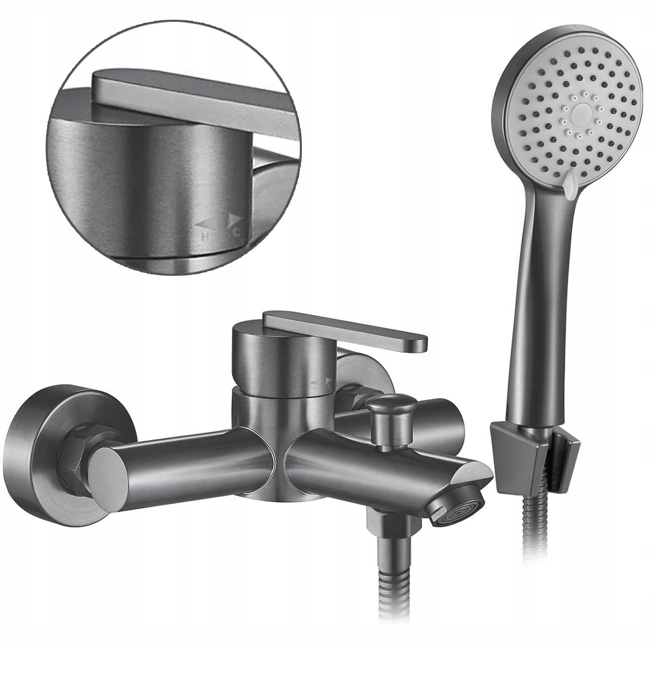 Vaňová batéria so sprchovacím kútom šedá nástenná Rea Ontario Titan s výtokom