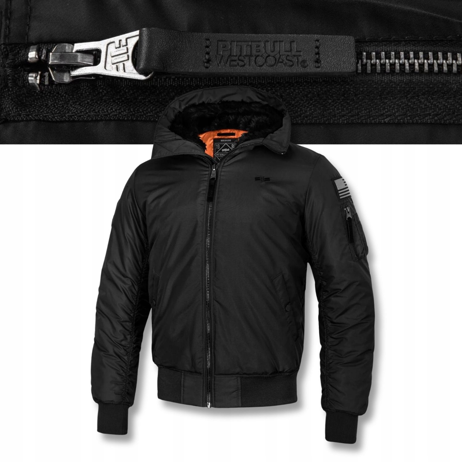Pánská Zimní bunda bomber s kapucí Pitbull Encino s vysokým stojáčkem XXL