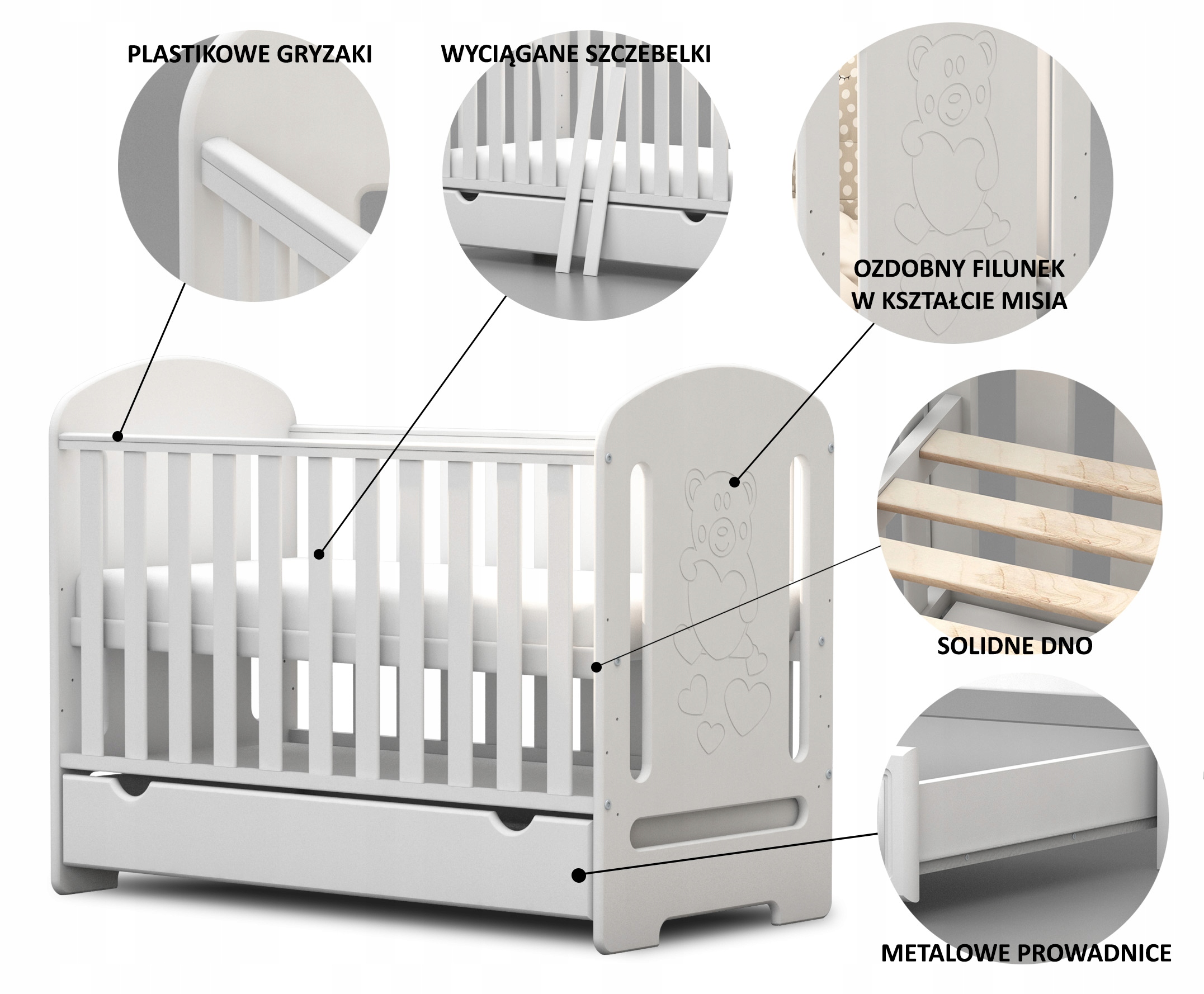 ŁÓŻECZKO DZIECIĘCE Z SZUFLADĄ TAPCZANIK TAPCZAN Marka Aruś