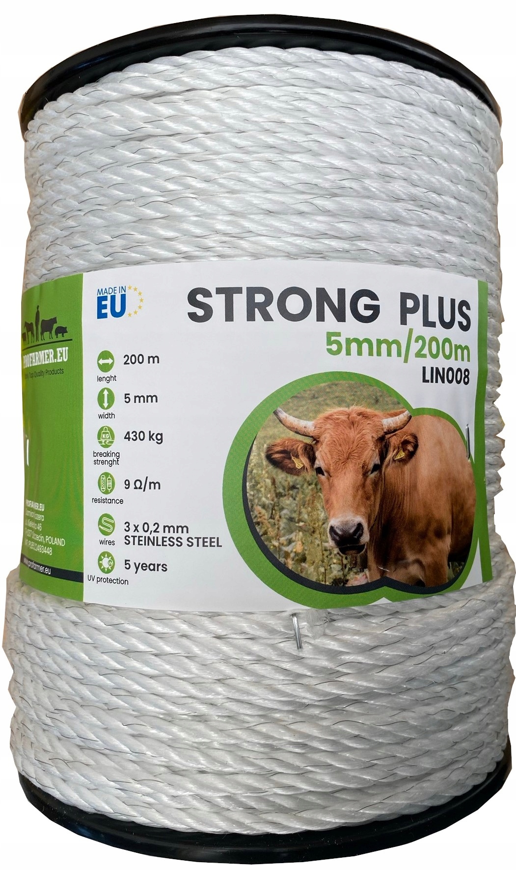 

Plecionka Strong Plus 5mm drut pastuch linka 430kg