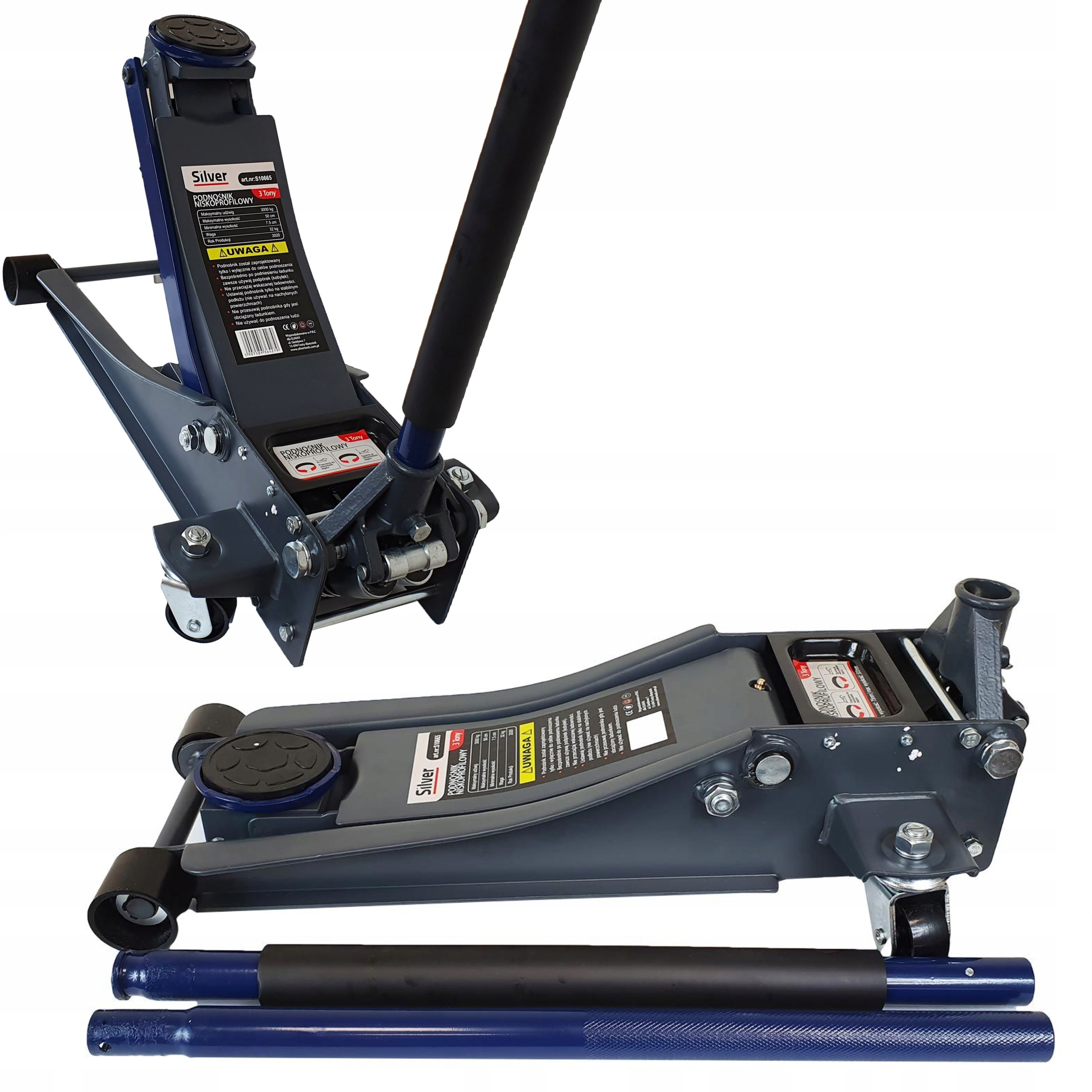 PODNOŚNIK SAMOCHODOWY HYDRAULICZNY ŻABA 3T NISKOPROFILOWY 2 TŁOKI +GUMA Marka SilverTools