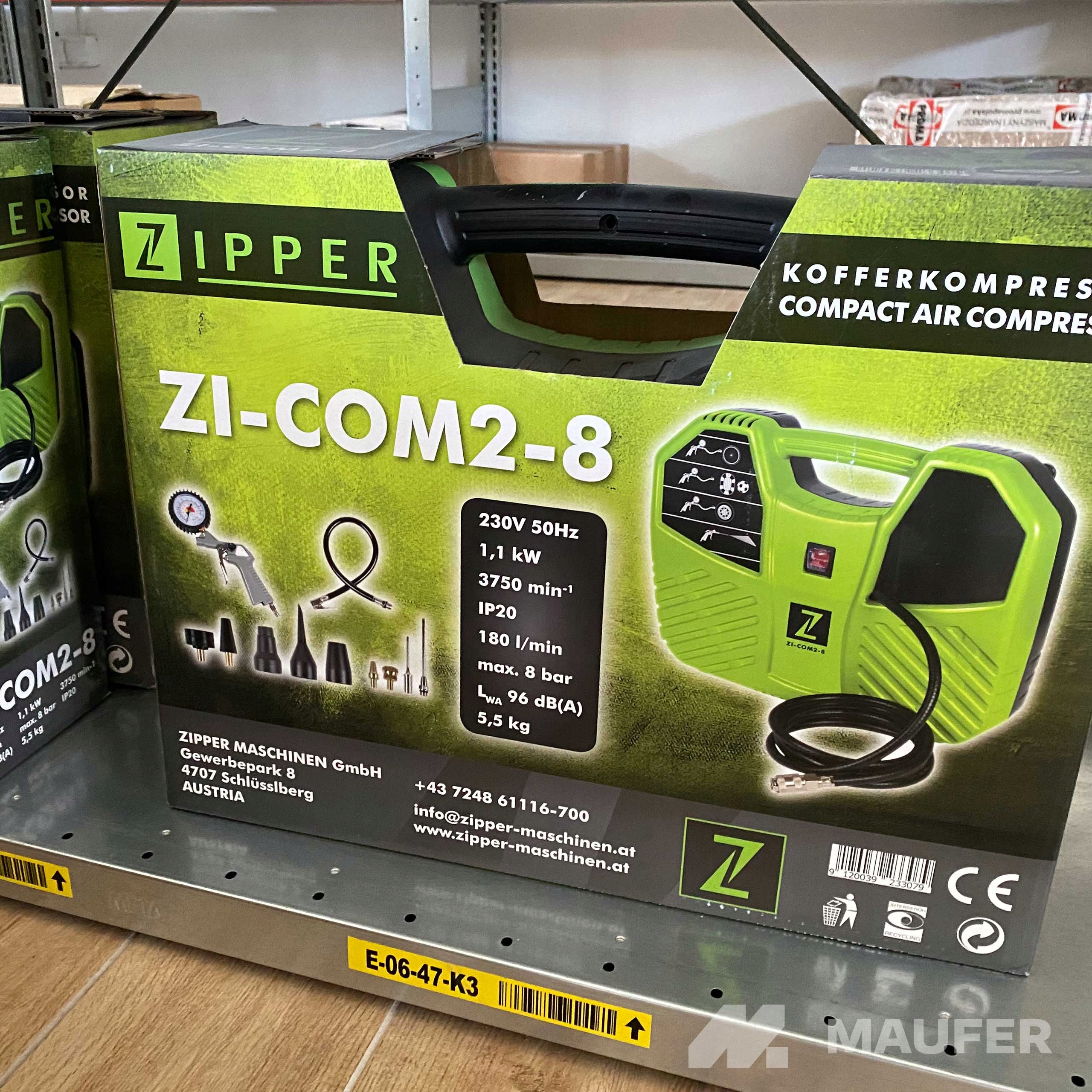 KOMPRESOR WALIZKOWY BEZOLEJOWY ZIPPER ZI-COM2-8 Kod producenta ZI-COM2-8