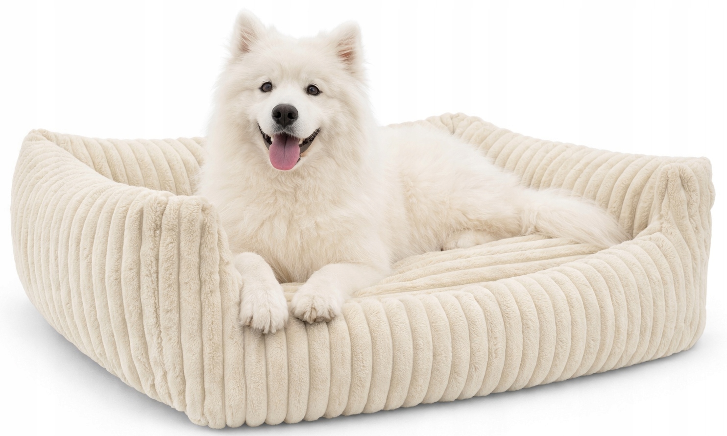 Levně Pelíšek postel pro psa gauč 95x75 Sztruks Béžová